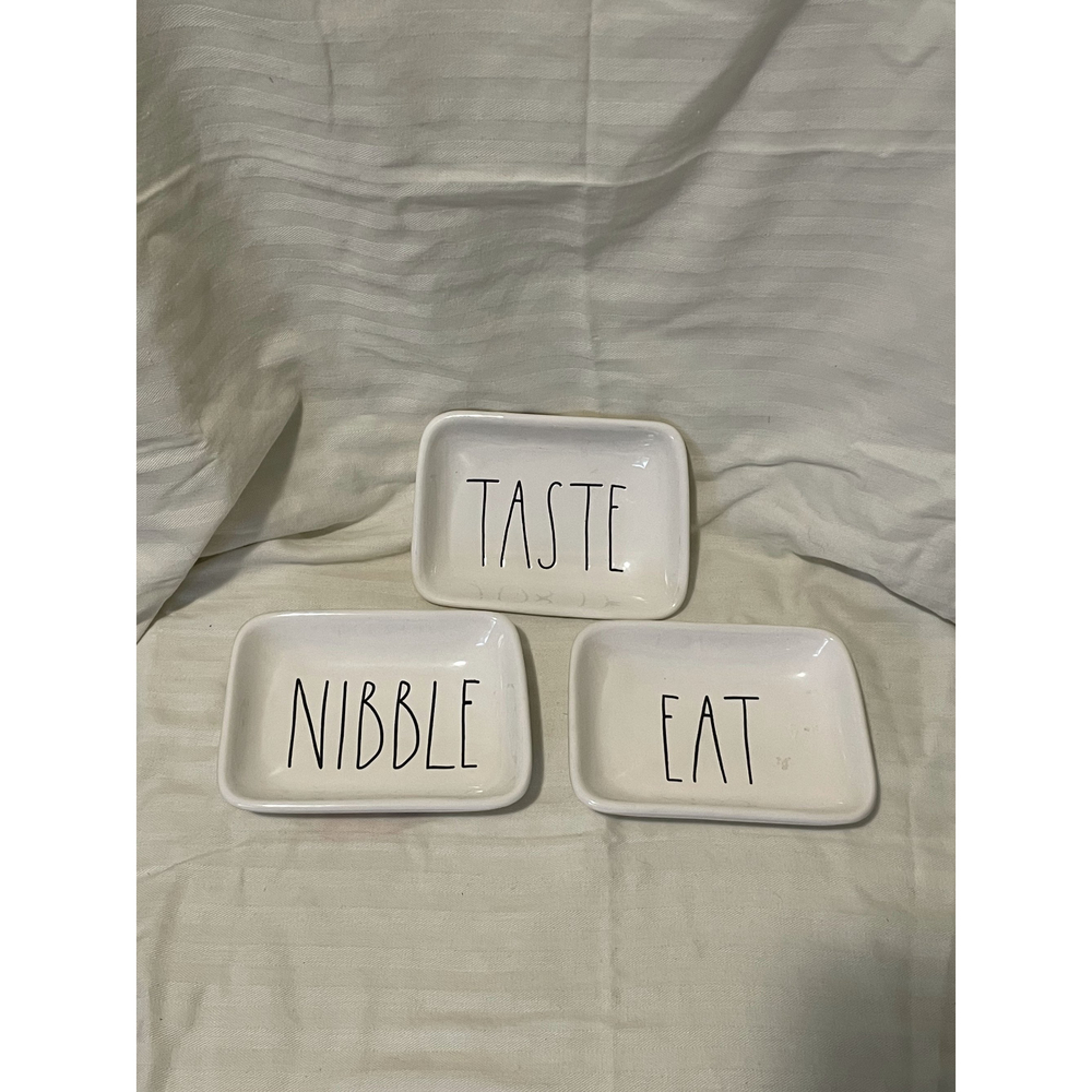 Rae Dunn snack dishes Excellent Condition.  Priced to sell.